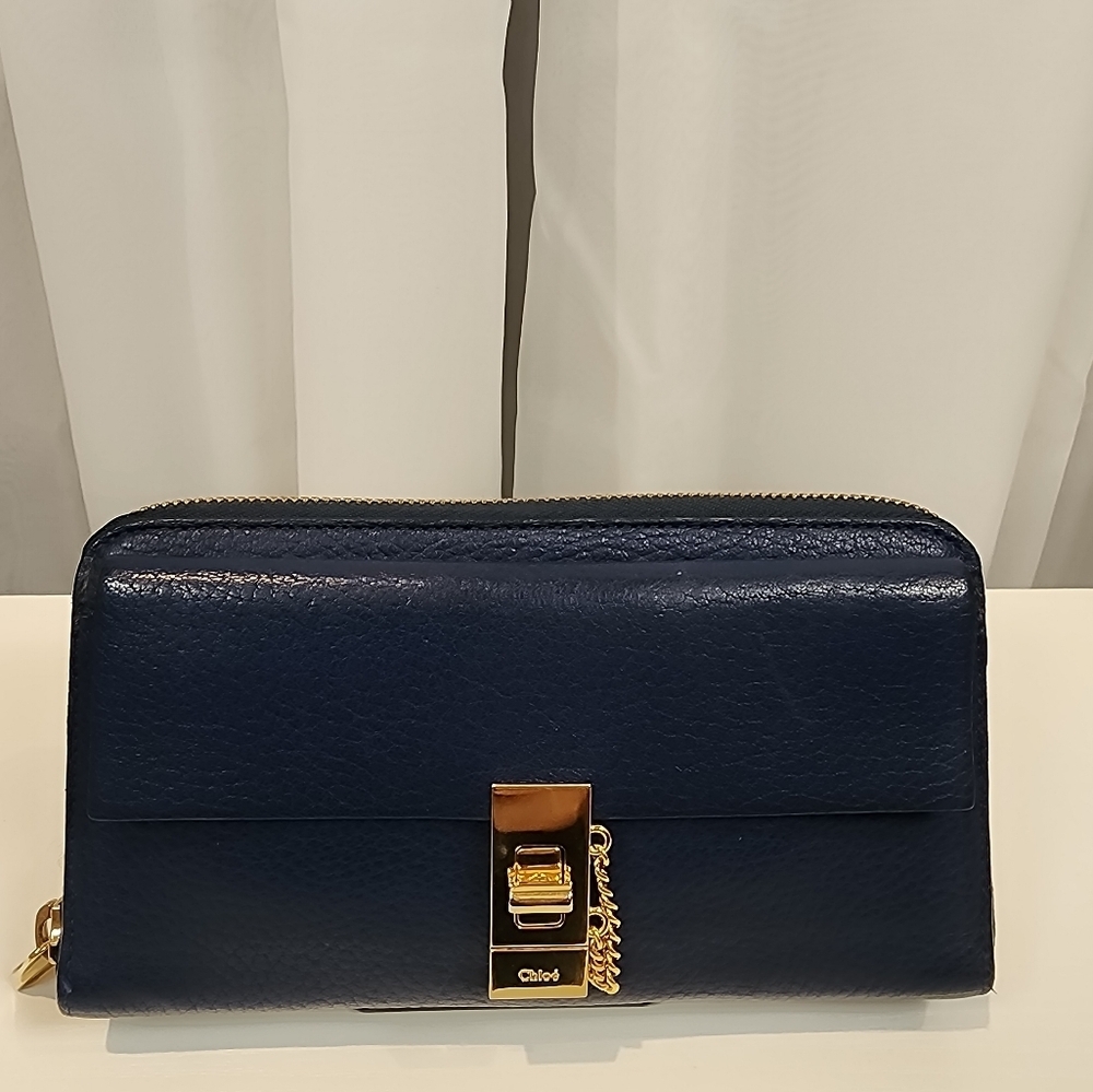 Chloe Drew Wallet In Royal Navy With Authenticity Card